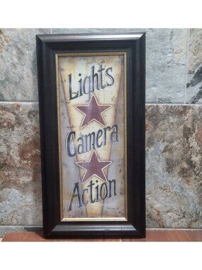 Kim Lewis Lights Camera Action Framed Art Print Movie Theater Home Cinema Decor